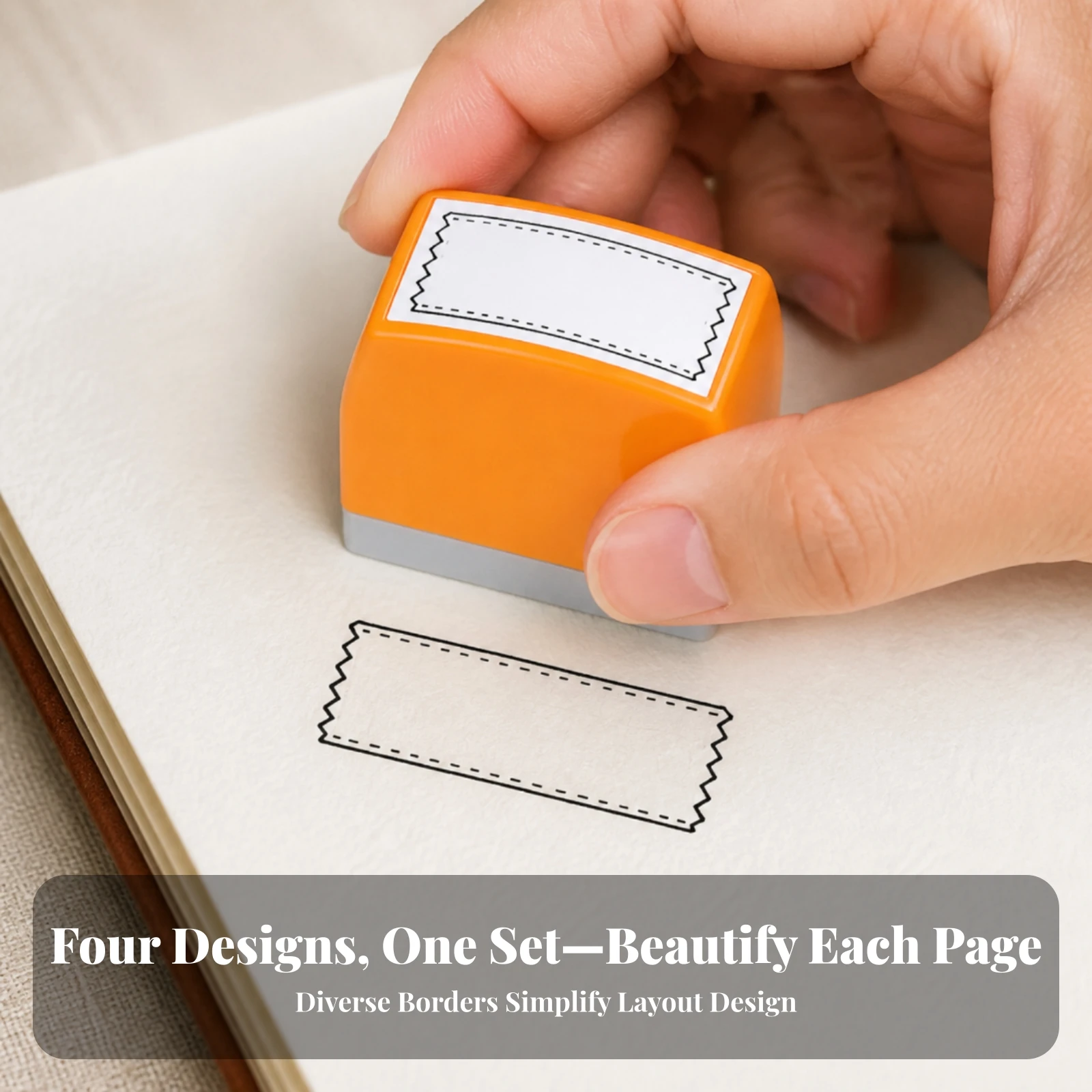 4 Pieces Label Frame Stamp Rectangular Label Stamp Decorative Long-Lasting for Journalers, Journaling, Scrapbooking
