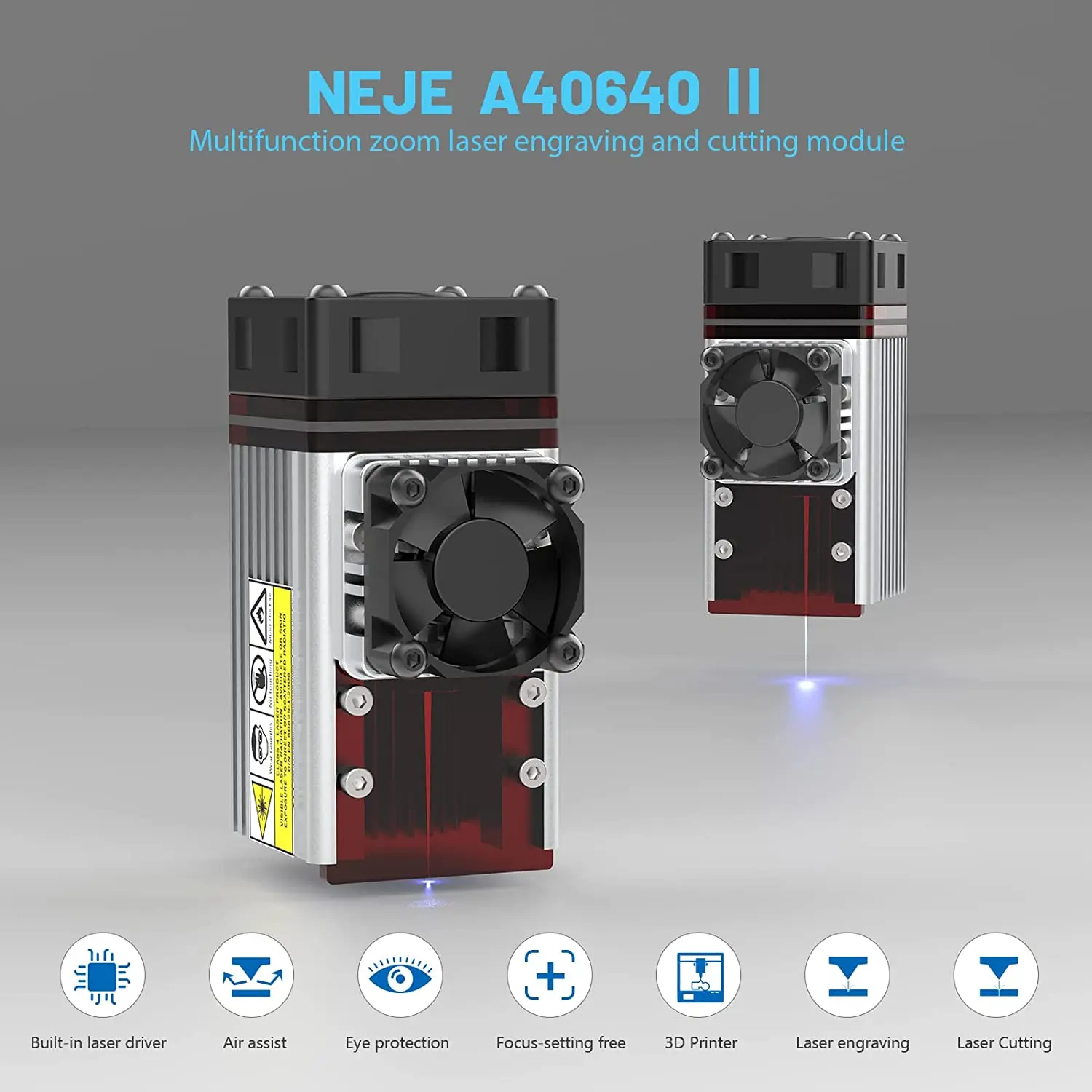 NEJE-grabador láser A40640 de Doble diodo, módulo de enfoque, cortador TTL, CW, tubo, PWM, corte DIY