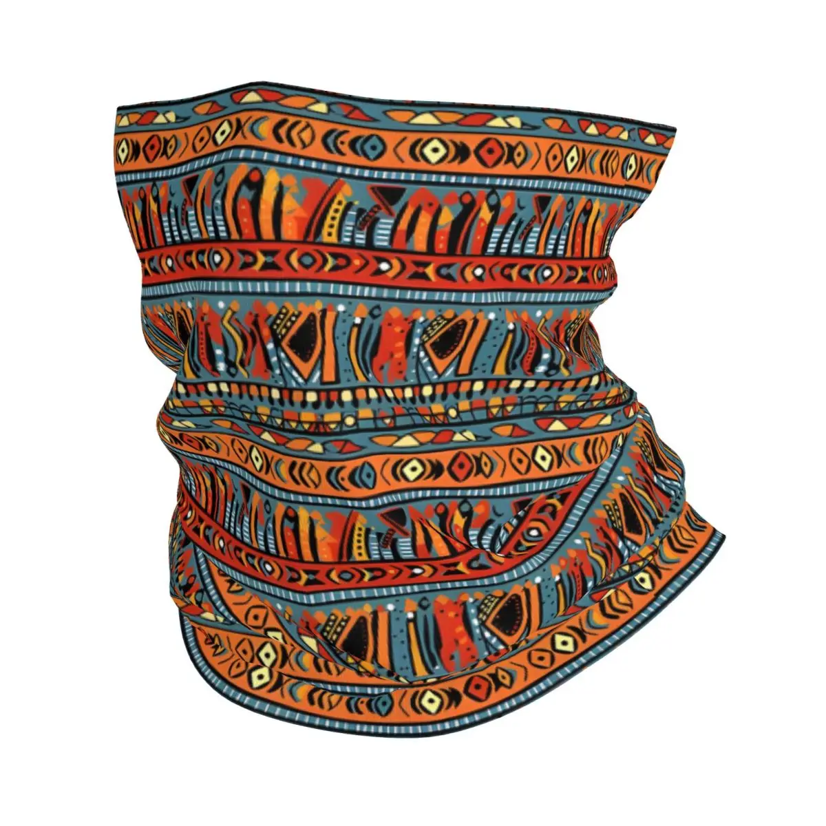 

African Style Tile Pattern Thin Bandana Neck Gaiter Wrap Scarf Headband Neck Cover