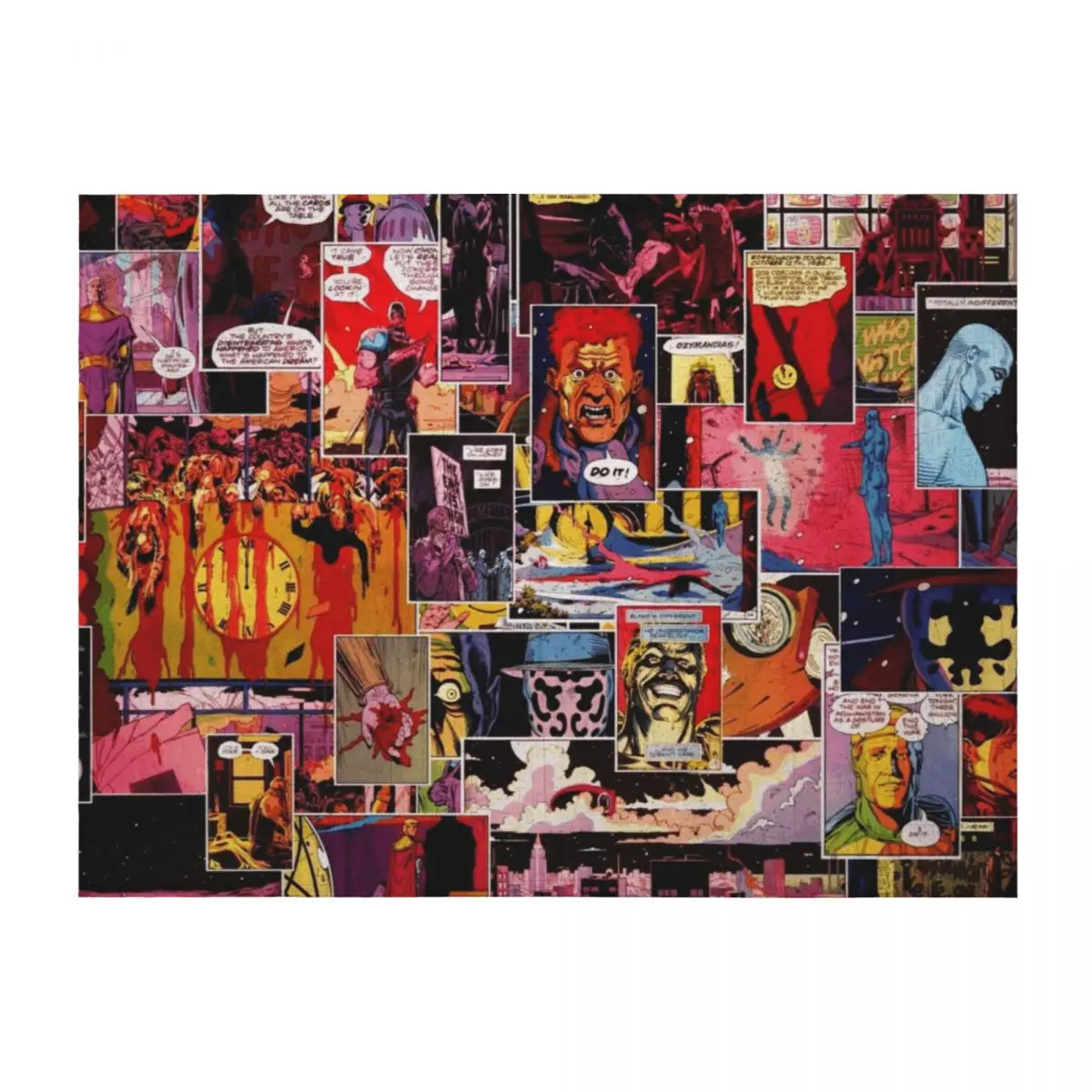

Watchmen Panel Collage Throw Blanket Luxury Designer Flannel Fabric Loose Sofa Blankets