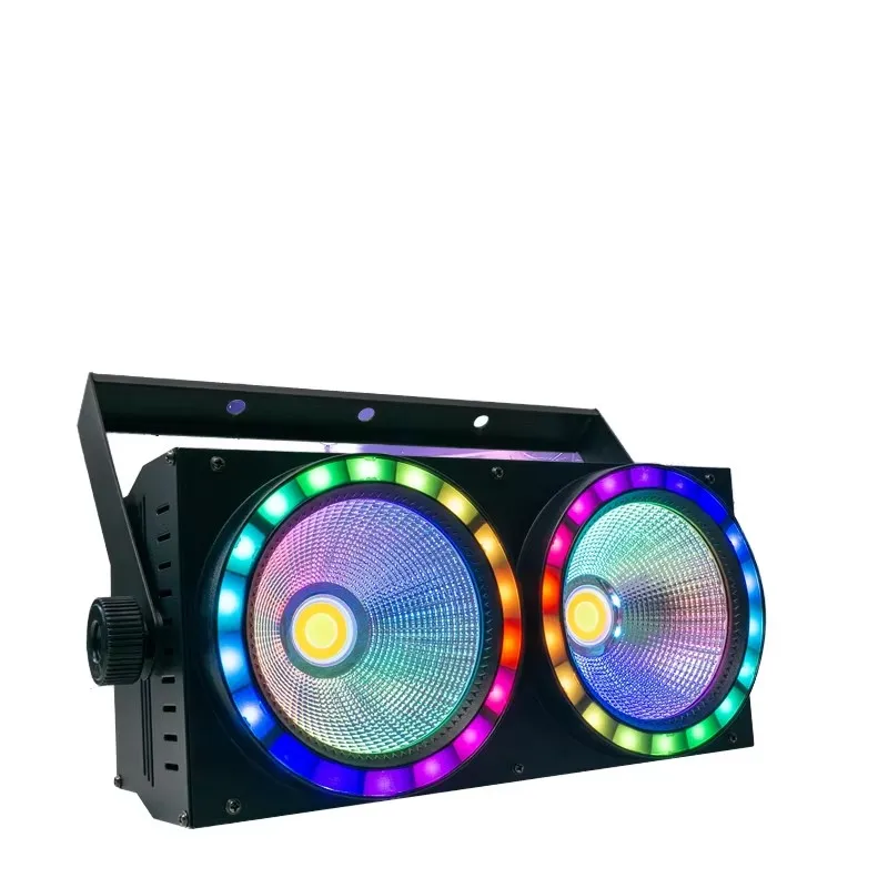 2x100W LED cob blinder light double color led flashing stage light with RGB ring