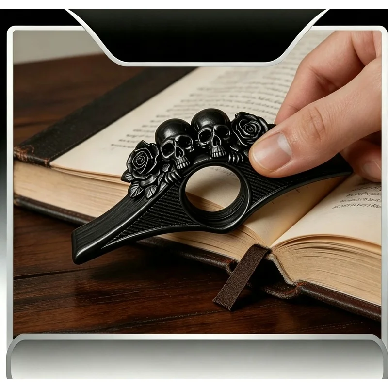 Skeleton Rose Reading Thumb Bookmark, Retro Skeleton Flower Bookmark Portable Finger Page Holder Halloween Bookworm Gift