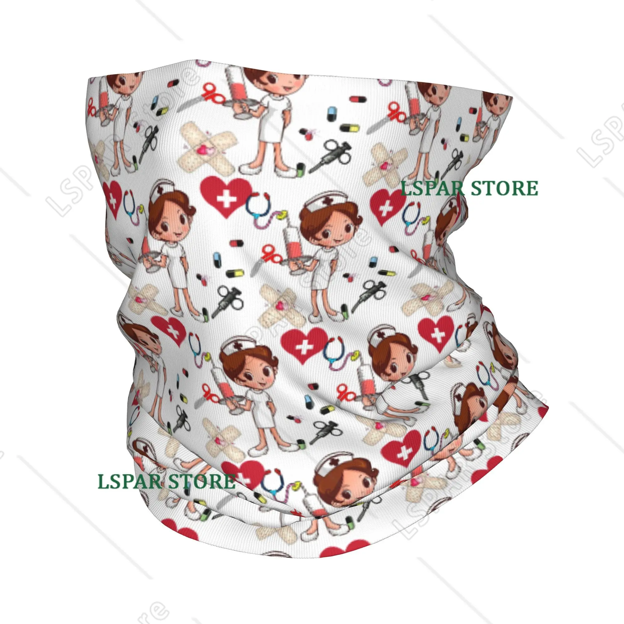 Enfermera En Apuros Nurse Bandana Neck Cover Printed Medical Pattern Wrap Scarf Warm Headwear Riding Unisex Adult All Season