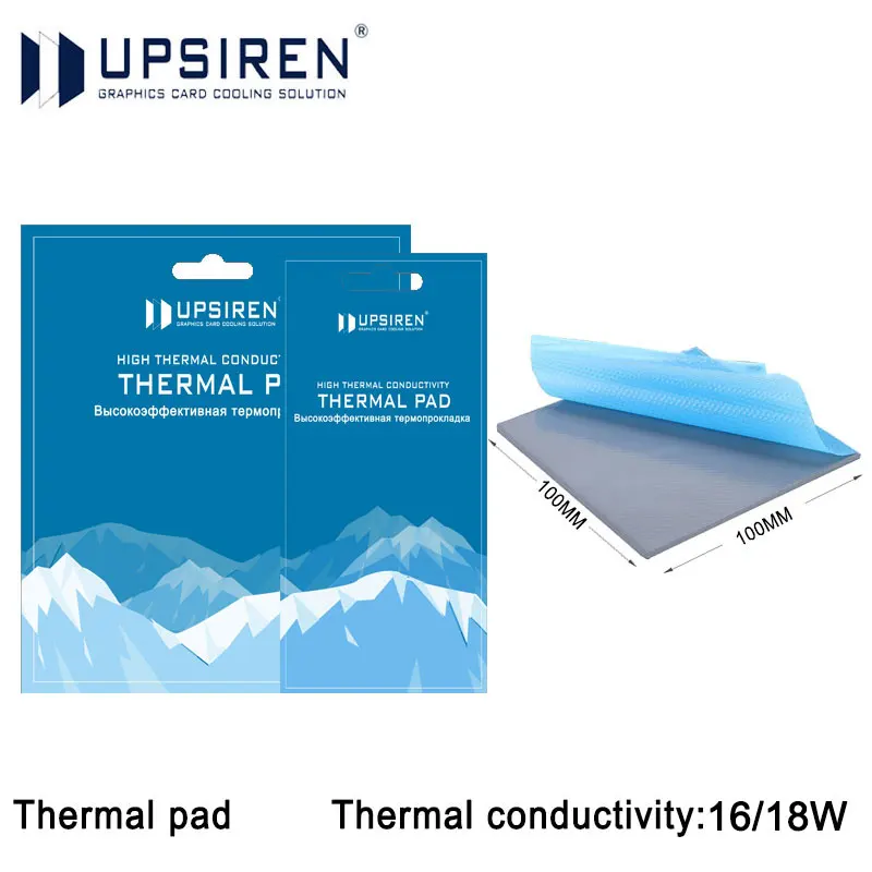 

Upsiren 16/18 Вт/M.K 100x100 GPU Радиатор процессора Охлаждающий проводящий силиконовый коврик Высокое качество Оригинальный подлинный термопрокладка