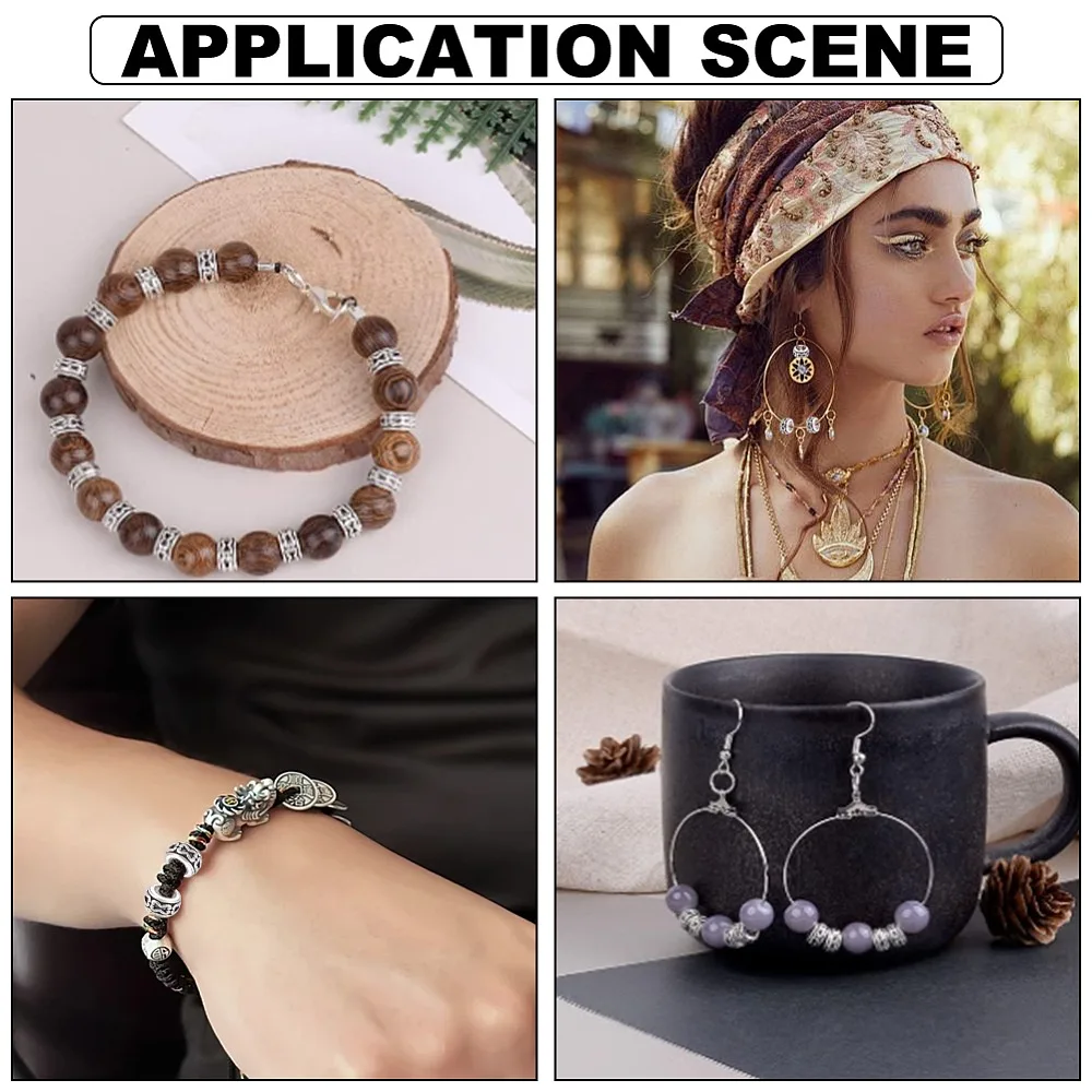 1 zestaw 120 szt. koralików ze stopu, koraliki z dużym otworem, bez kadmu, bez ołowiu, rondelki, 6x3,5 mm, otwór: 3,5 mm