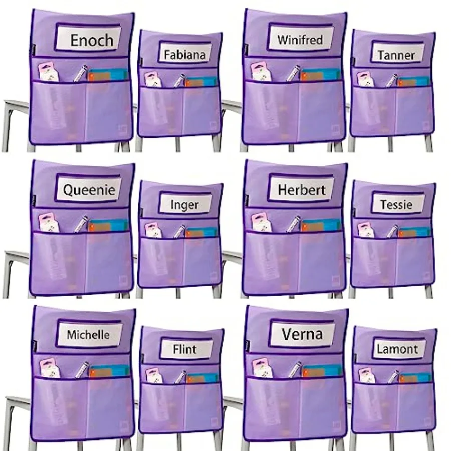 

Органайзер-карман для спинки стула с карманом для именной бирки для класса