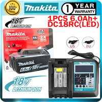 🥇100% Original Makita 18v Battery 6.0Ah Rechargeable Power Tool Makita 18 V Battery, Replaceable LED Lithium-ion, BL1860B