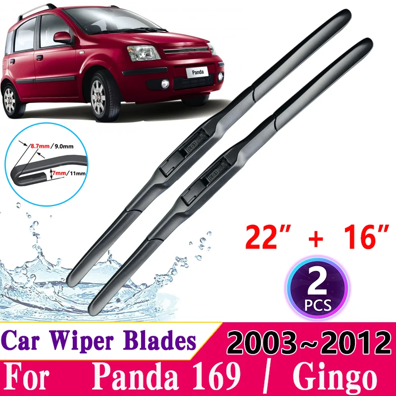 Limpadores de pára-brisas dianteiros do carro, Limpadores de pára-brisas Acessórios, Fiat Panda 2005, Gingo 169, 2003 ~ 2012, MK2