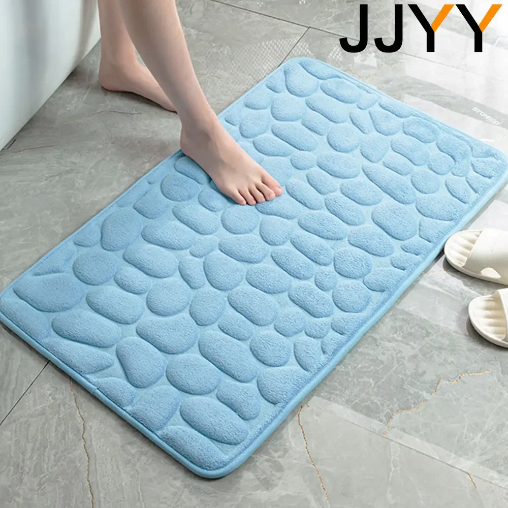 JJYY 40X60CM Bathroom Carpet Toilet Floor Mat Entrance Door Mat Bathroom Non-slip Mat Toilet Foot Mat Pebble Mat Washable