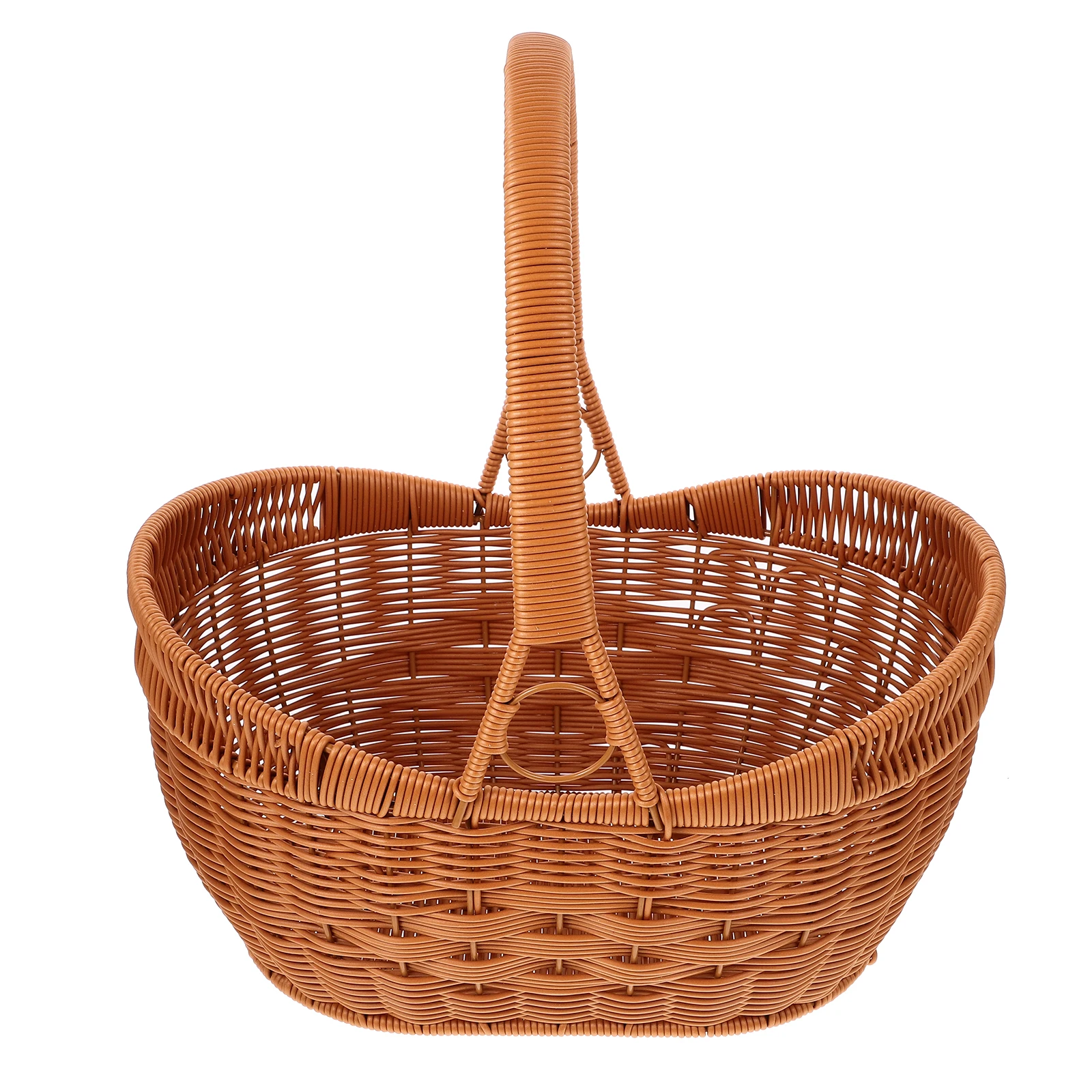 

Yuanbao Picnic Basket Woven Storage Large Capacity Vegetable Mushroom Picking Travel Camping Kitchen Handwoven Faux Rattan
