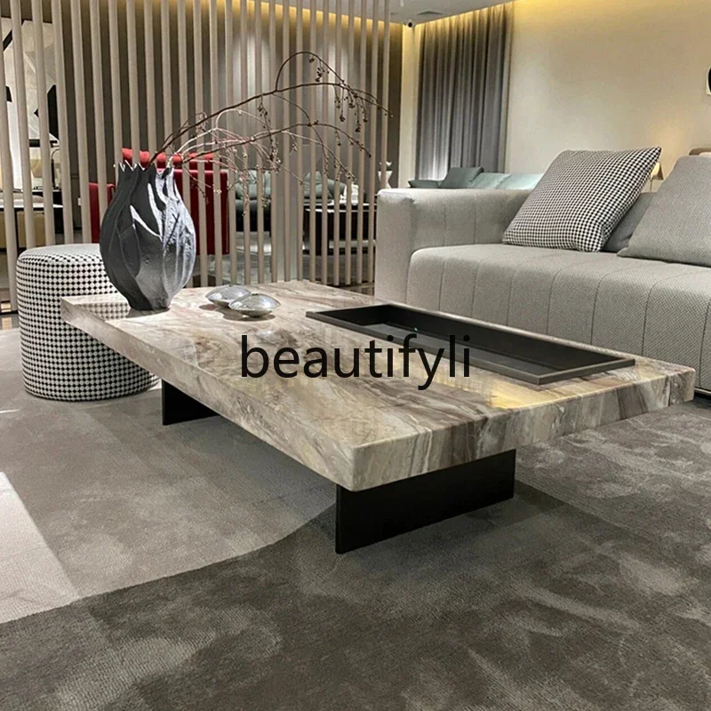 

Brown coffee table Minimalist luxury stone marble coffee table