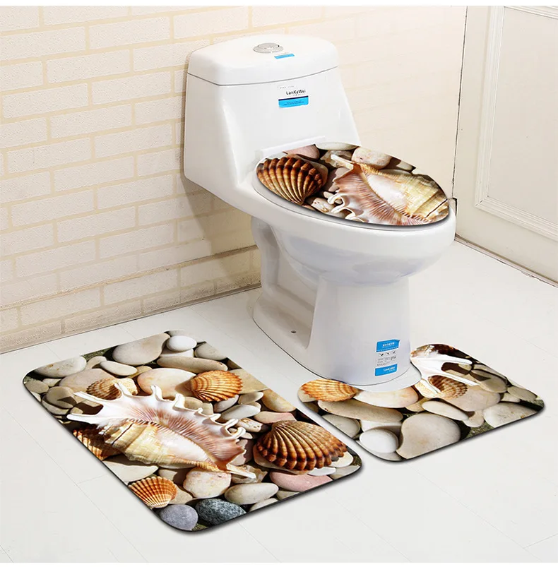 

Bathroom mat toilet three-piece 3D dolphin bathroom mat toilet rug washroom floor mat