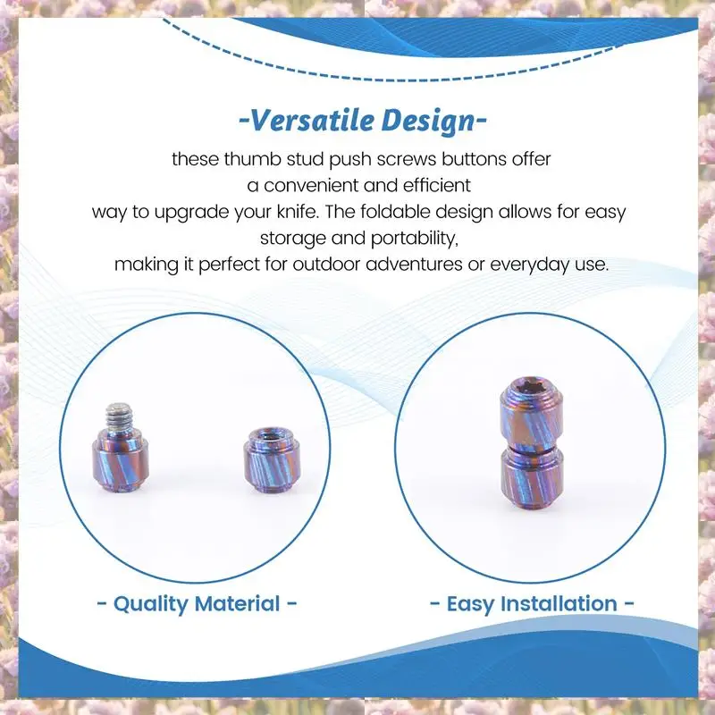 

-FTGT Titanium Damascus Material Roasted Blue Fold Knife Thumb Stud Push Screws Button For Benchmade Bugout 535 Knives Rivets