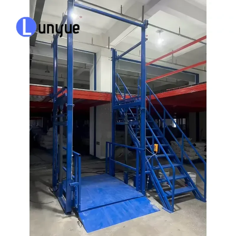 1T 2T 3T Small Hydraulic Freight Elevator for Warehouse Construction Site Indoor Outdoor Use Heavy Duty Lifting Platform
