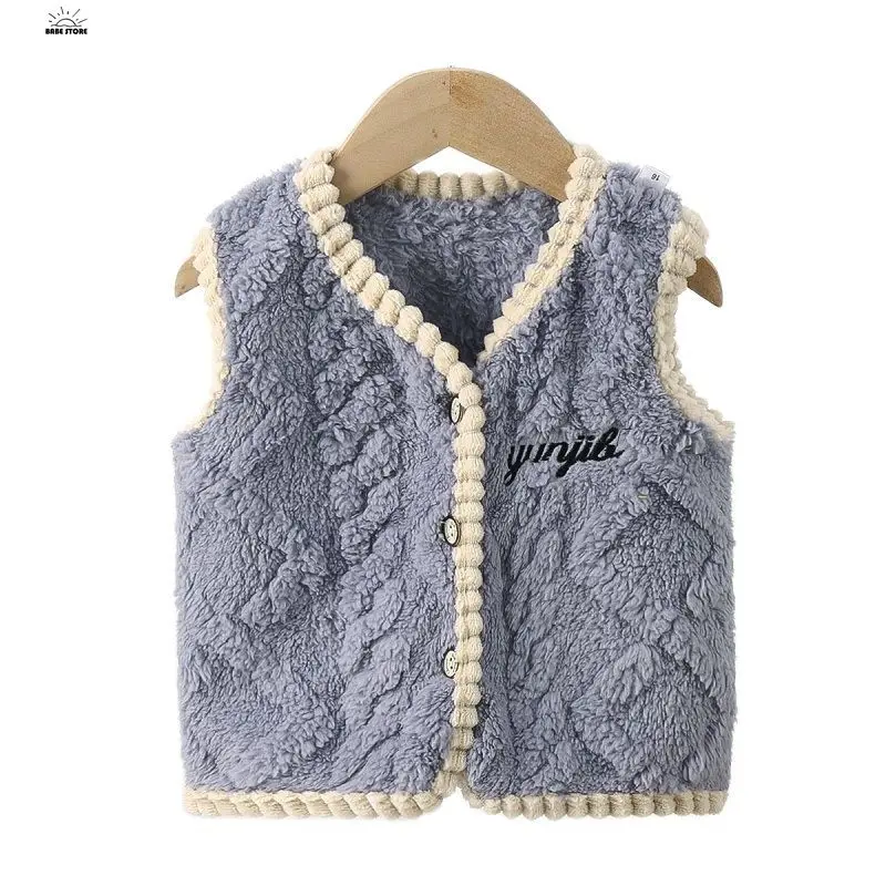 1PC Flannel Kids Vest For Girls Waistcoat Toddler Boys Vest Infant Warm New Winter Waistcoat Autumn Winter Sleeveless Jacket