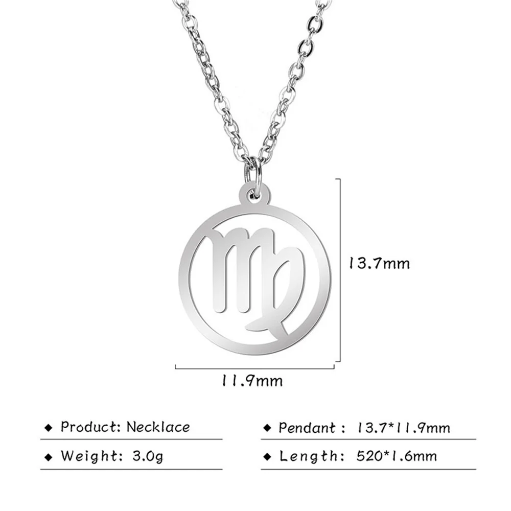 Edelstahl Hohl-out Stern Sternzeichen Halskette 12-Konstellation Anhänger Halskette Frauen Kette Halsband Männer Schmuck Geschenke – Detail 4