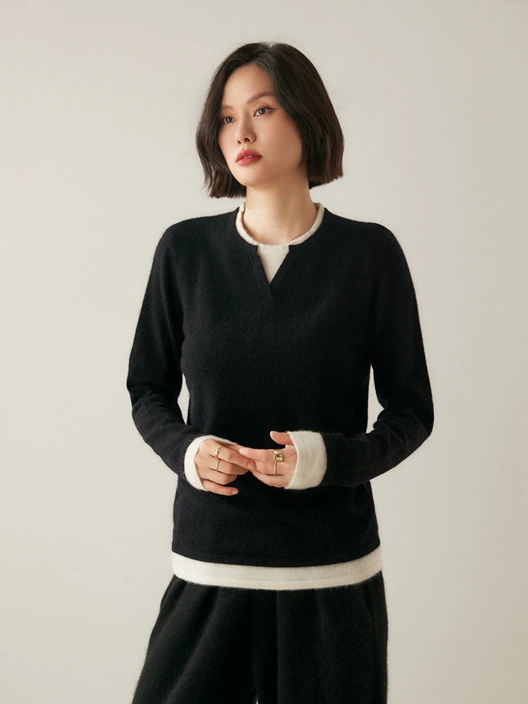 Choice Women 100% Cashmere Sweater Autumn Winter V-neck Pullover Basic Simple Style Long Sleeve Knitwear Soft Warm Clothing Tops