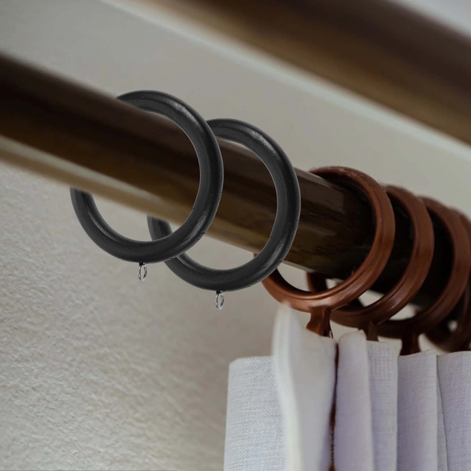 

6 Pcs Curtain Ring Hook Curtains Rod Replacement Hanging Rings Wooden Drapery Shower Hooks Clips up