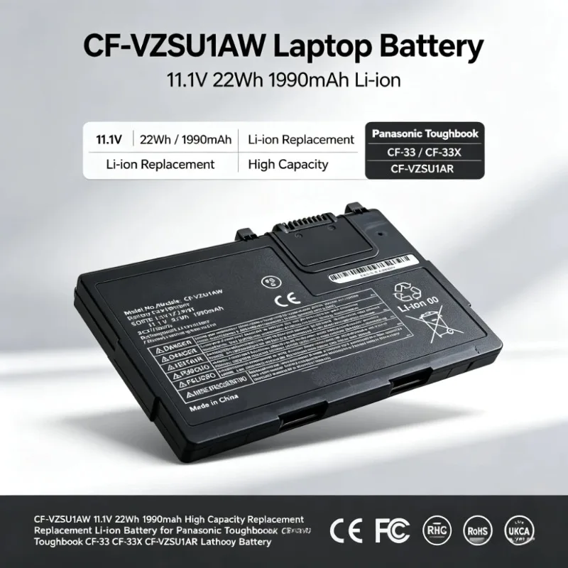 CF-VZSU1AW 11.1V 22Wh 1990mAh High Capacity Replacement Li-ion Battery for Panasonic Toughbook CF-33 CF-33X CF-VZSU1AR Laptop