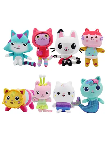 Animals Plush Gabby Dollhouse Lovely Plush Gaby Toy Plush House Cat Doll Cartoon Stuffed Animals Mermaid Cat Plushie Dolls Kids