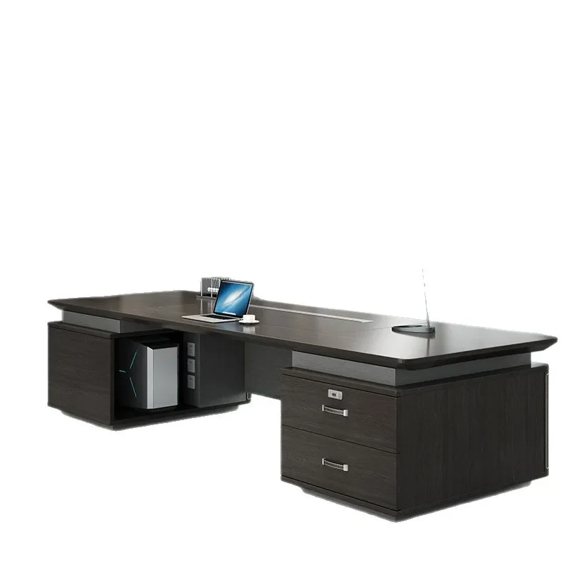 Premium Office furniture boss table simple modern leather desk manager president office desk and chair combination