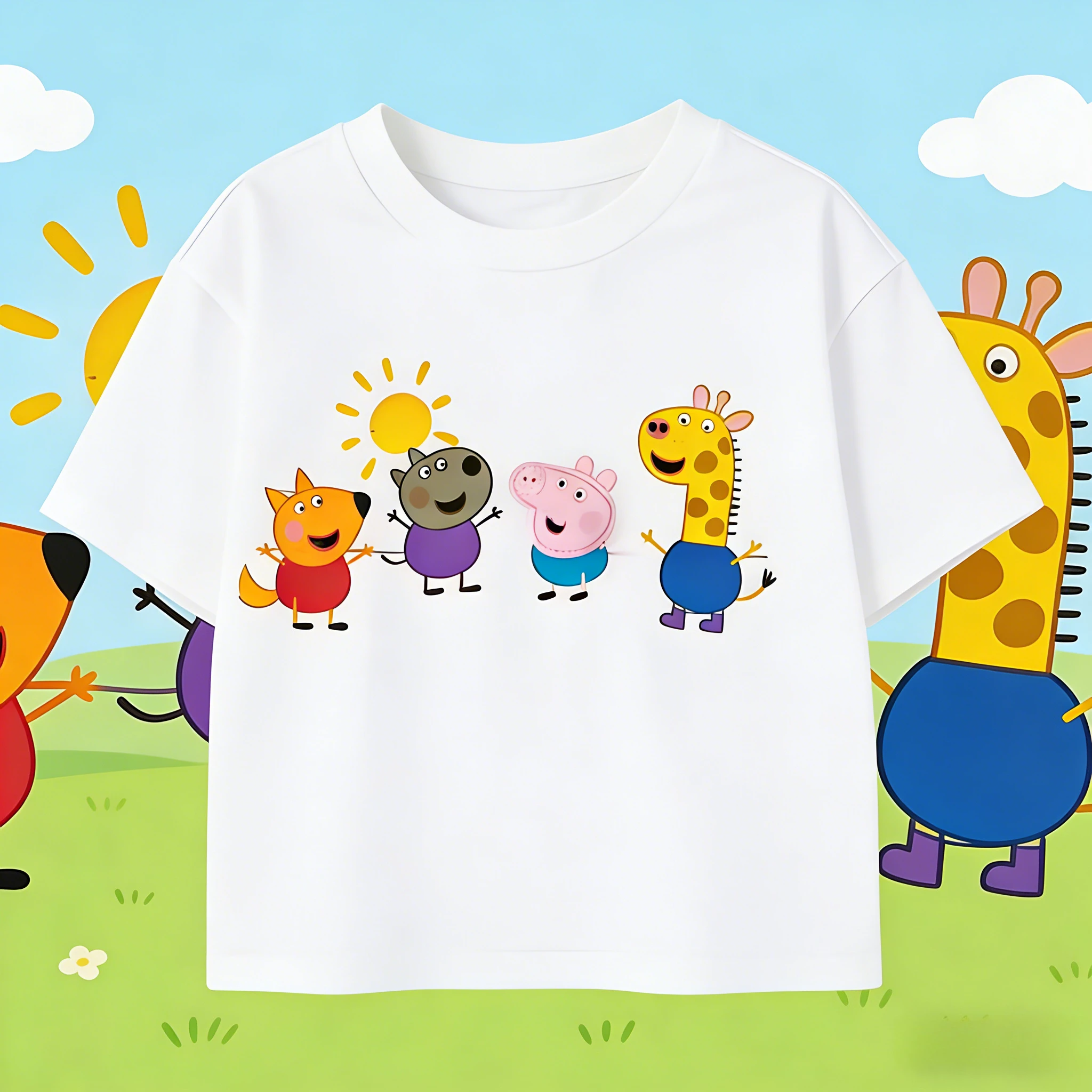 Ropa familiar infantil cómoda y holgada de la marca Hasbro con gráfico de dibujos animados de Peppa Pig para el verano 2026, unisex