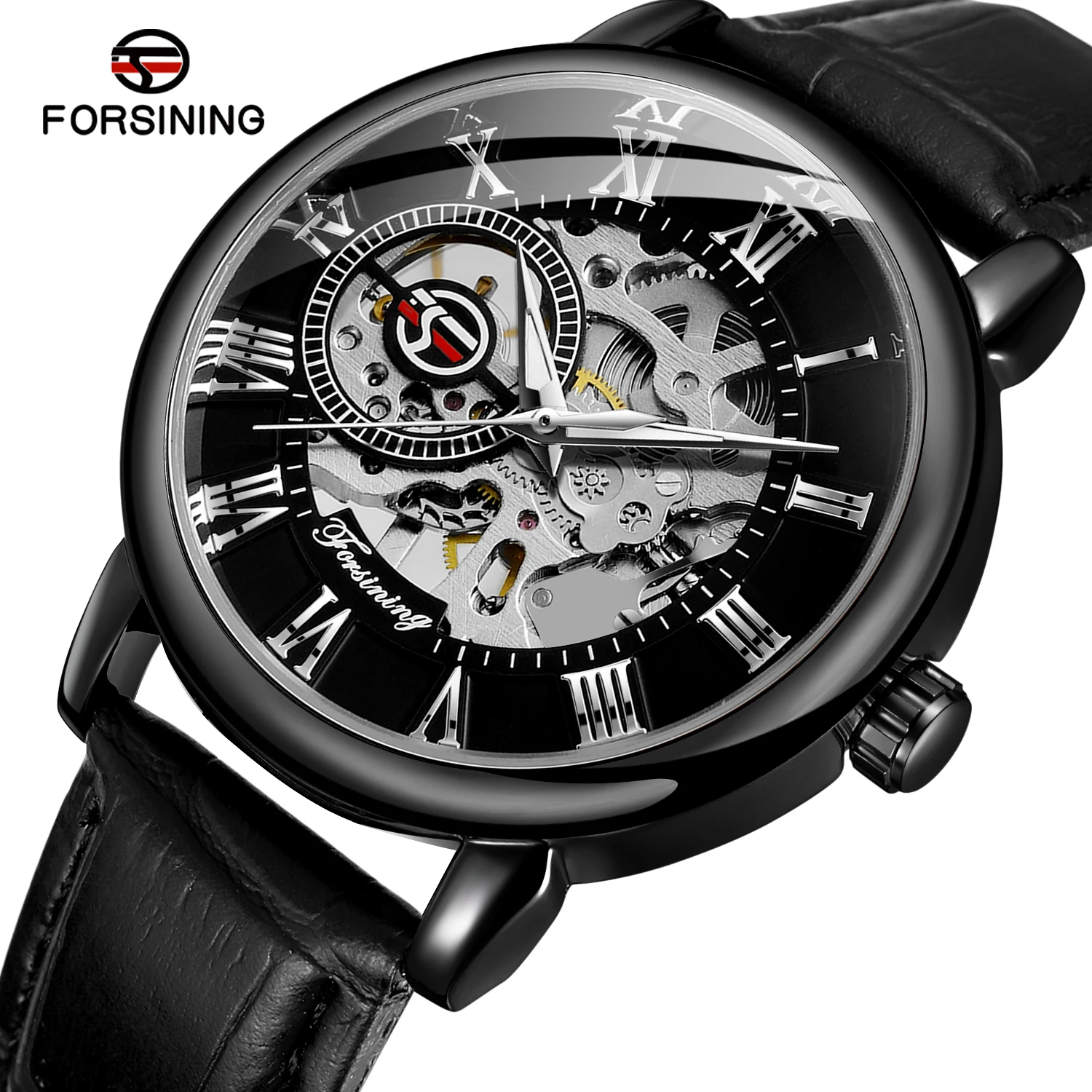 Forsining Simple Business Stainless Steel Men Automatic Mechanical Wrist Watch Male 30 ATM Waterproof Clock relogio masculino