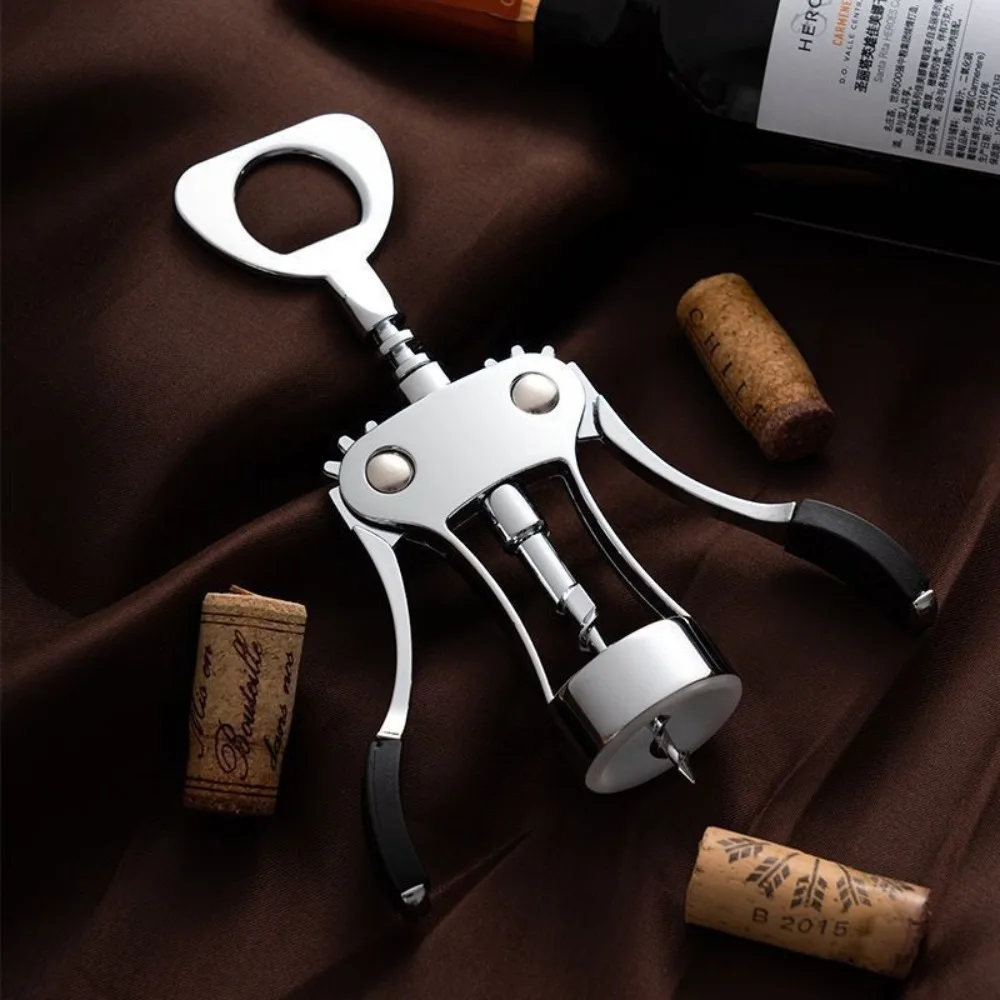 

2 in 1 Wine Corkscrew Stainless Steel Spring Loaded Bottles Opener Manual Wine Bottles Cork Remover Family Dinner