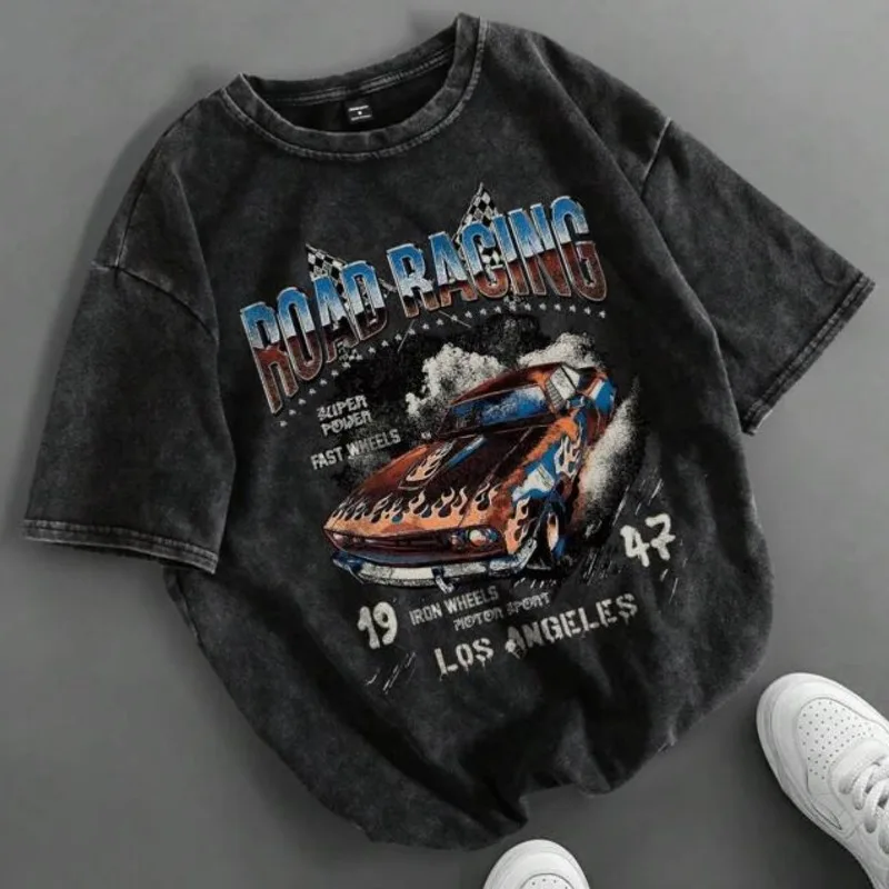 

Washed Tee Men Sleepwear Graghic Printing Vintage Top Clothing Luxury Brand Y2K Style Tshirt Versatile Nightshirt Unisex Tops