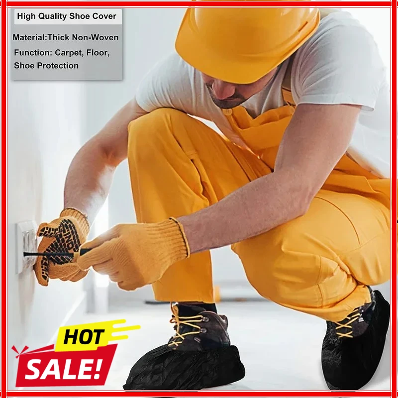 Disposable Boot Shoe Covers 100 Count Foot Booties Shoe Coverings Non Slip Shoe & Boot Covers for Indoor Outdoor Home Workplace