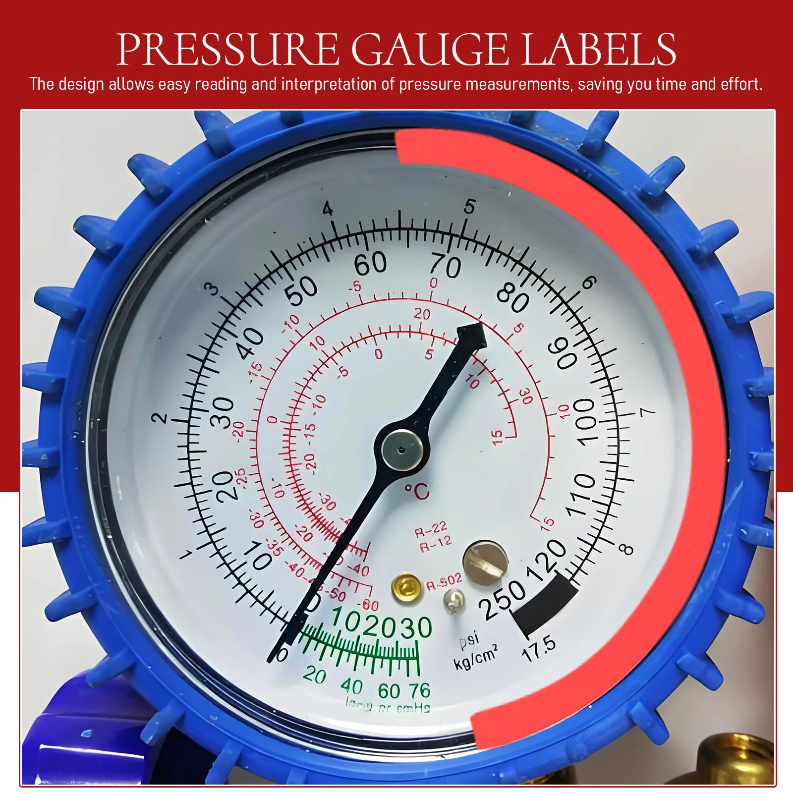 

7 Sheets Pressure Stickers Yellow Reflective Waterproof Labels Decals Gauge Accessories Folder Pressure Gauge Stickers Tag