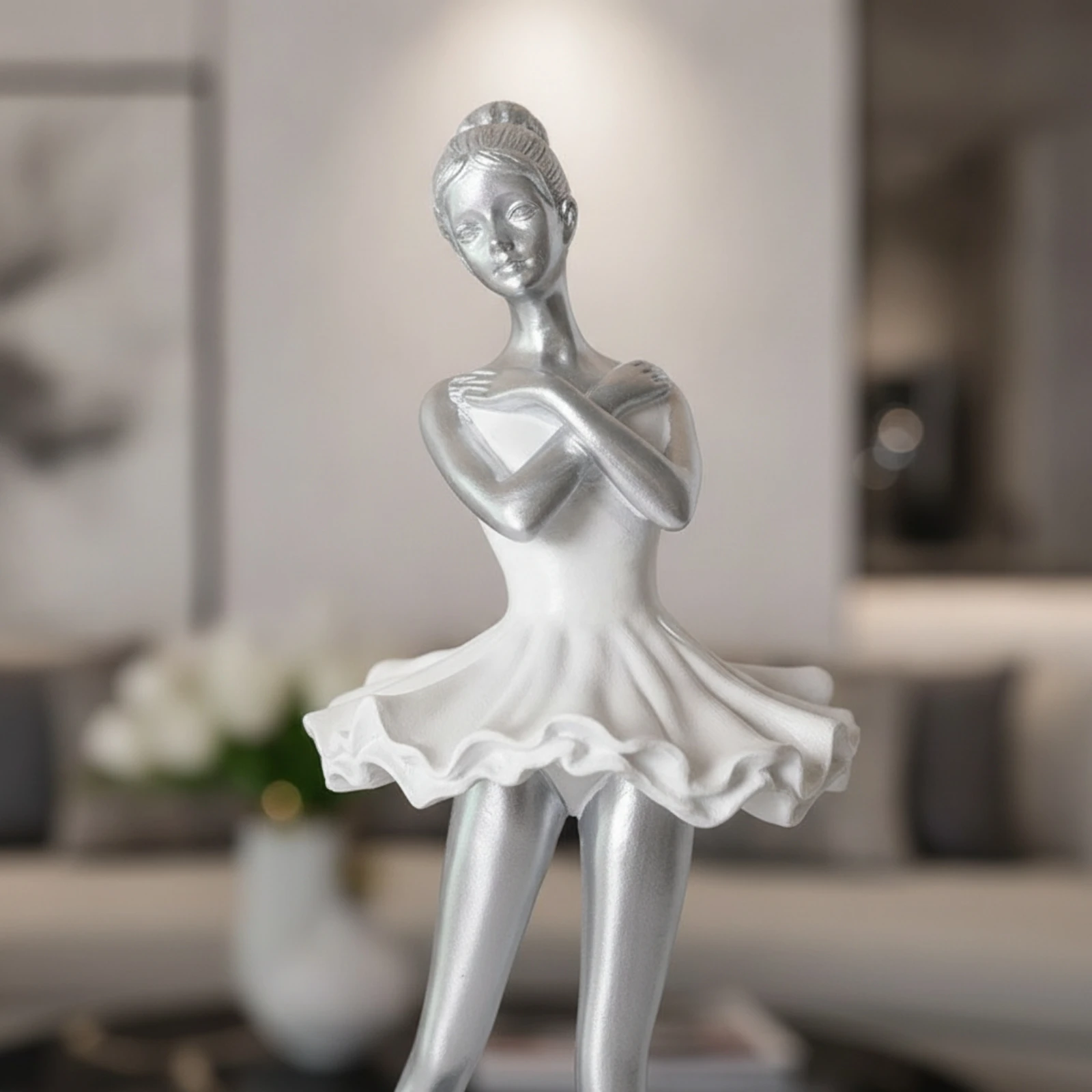 Ballerina Figurine Decorative Ballerina Statue with Base Ballet Girl Figurine Modern Decor Slender for Dancers, Bookshelf