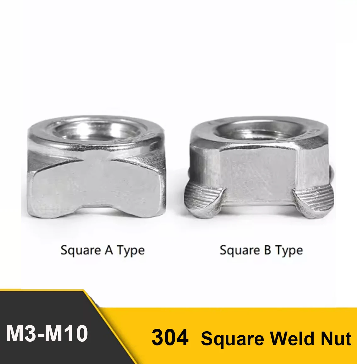 304 Stainless Steel Square Weld Nut M3 M4 M5 M6 M8 M10 Four-corner Spot Welding Nut Construction Machinery Hardware Accessories