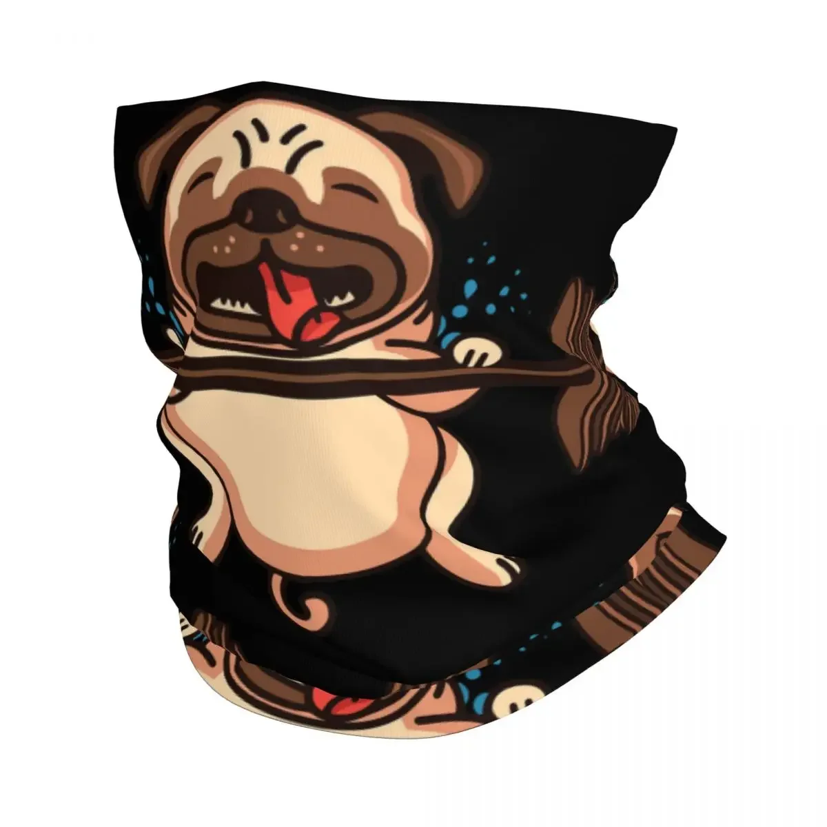 Pug Weightlifting Neck Gaiter Printed Unisex Face Mask Scarf Warm Headband Hiking Windproof