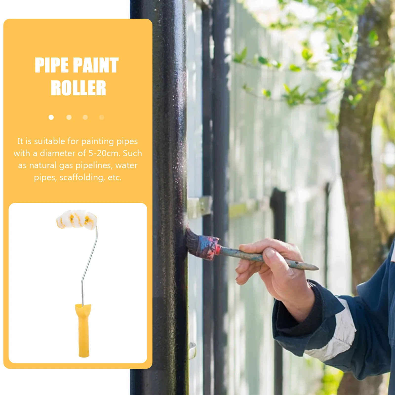 

1 pc Premium Pipe Roller Set Lightweight Durable For Firefighting Tube Easy Grip Large Paint Absorption Painting Efficiency