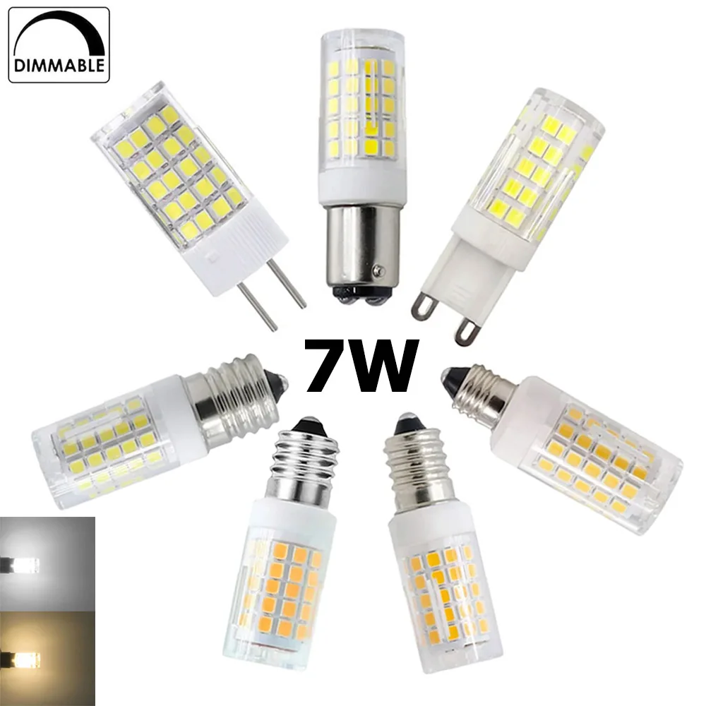 Dimmable G8 G9 E17 E12 E11 LED Light Bulb 110V 220V Cool/Warm White 64LEDs 2835 SMD 7W Ceramic Corn Lamp Lighting Accessories