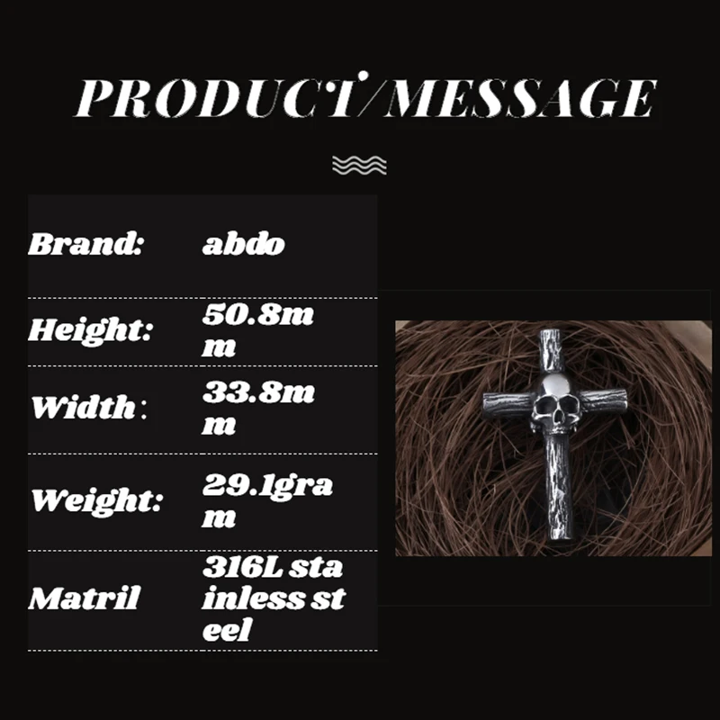 دروبشيبينغ الصليب قلادة مع الجمجمة قلادة الحيوان قلادة اكسسوارات المسيحية القوطية اكسسوارات بالجملة رجل هدية