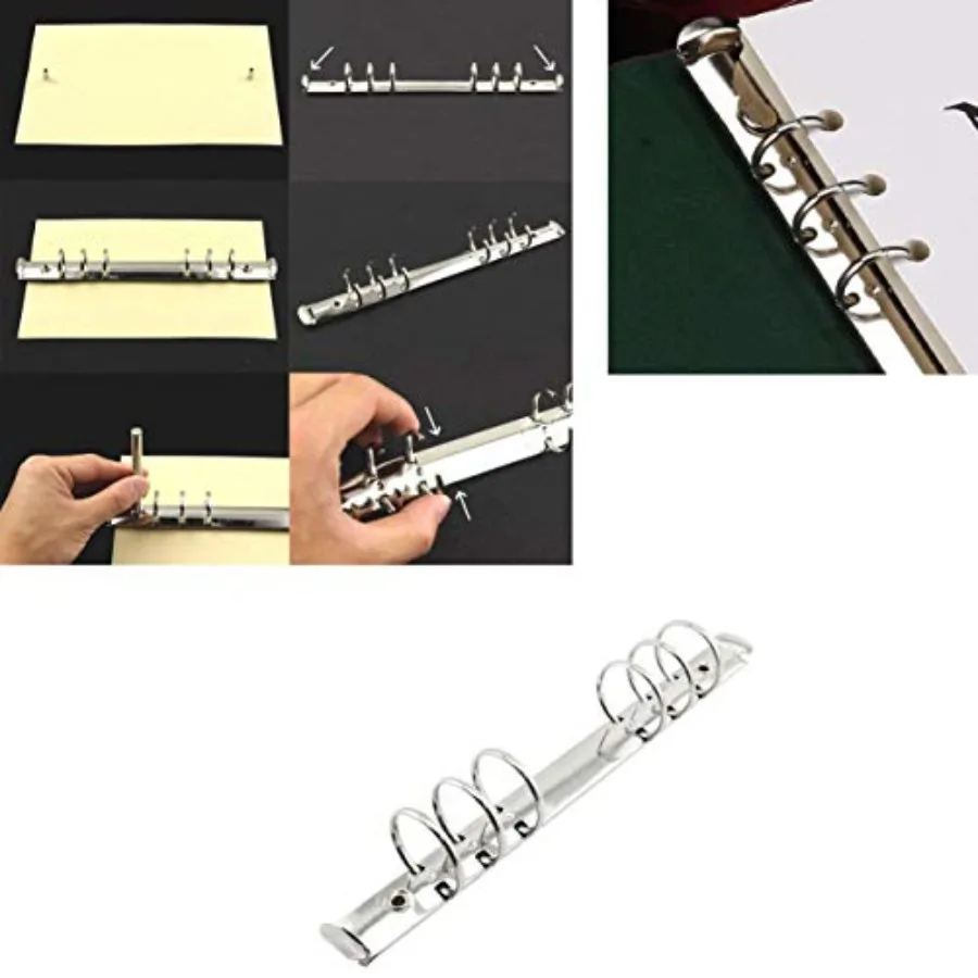 2 uds cuaderno A5, mecanismos de carpeta de anillas de 6 agujeros, 2,5 cm de diámetro, carpeta de anillas con Clip de Metal de Color plateado, carpeta de almacenamiento de papel de relleno DIY