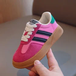 Kid Suede Color Splicing Casual Shoes Girl Boy Lace Up Sneakers 2022 Autumn Child Walk Runing Sport Trainers Size 26-37