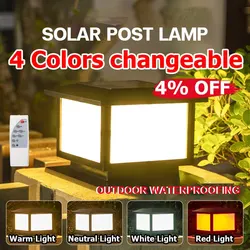 Columna de Luz LED Solar impermeable, lámpara de Pilar exterior temporizada con Control remoto, valla, iluminación exterior para Patio, camino de jardín