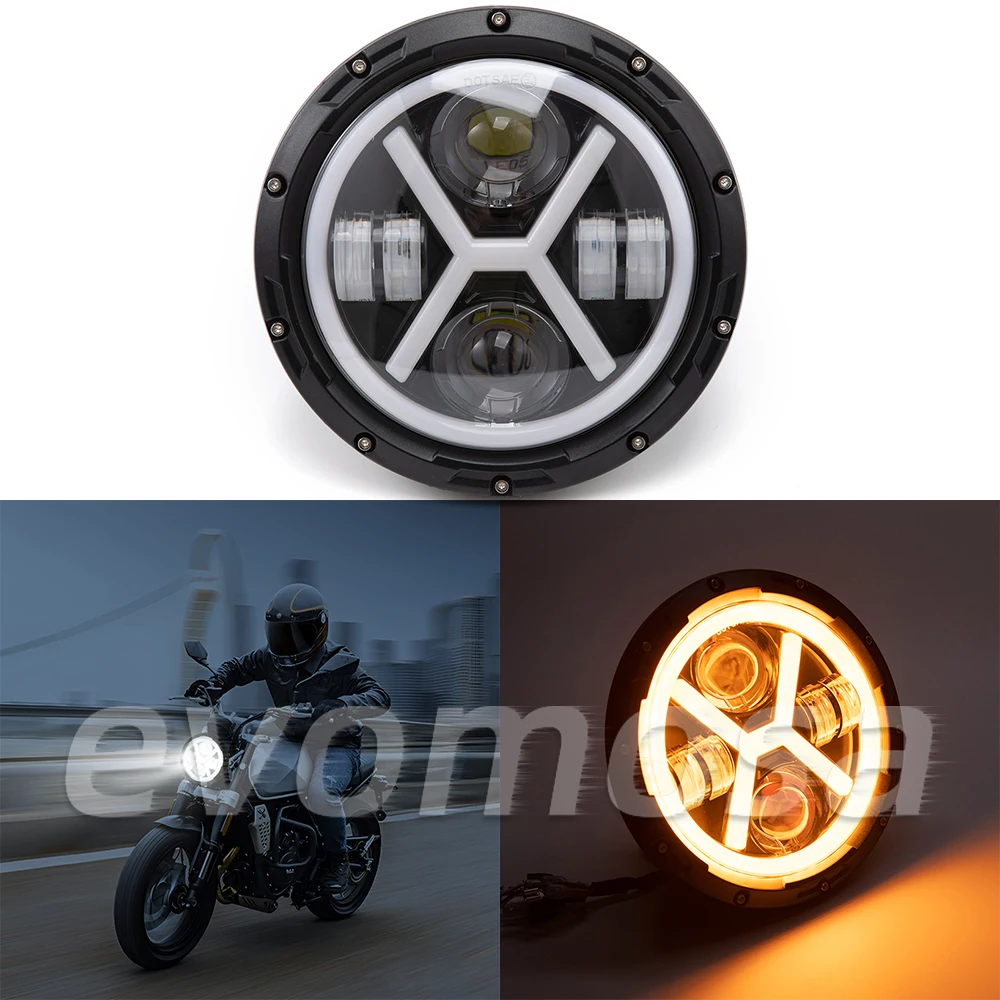 1PCS Universal 7 Inch LED Headlights With Halo Ring Angel Eye DRL For JEEP Wrangler Lada Niva UAZ Hunter 4x4 Offroad