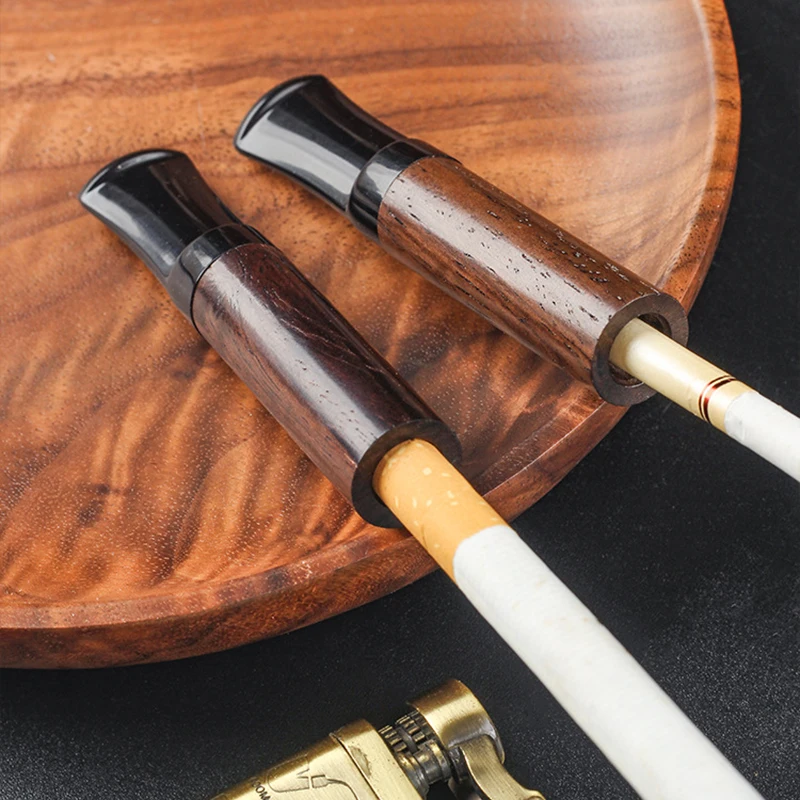 Portable Black Walnut Solid Wood Double-Sized Cigarette Holder With Filter, 6mm Activated Carbon Core Type Cigarette Holder