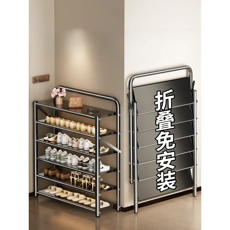 Japanese Shoe Rack: Multi-layer simple foldable shoe cabinet for home doors, no installation needed