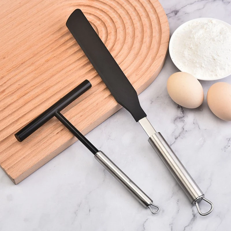 Stainless Steel French Crepe Spreader Pancake Like Batter Spreading Tools Pancake Like Batter For Bakery Kitchen + Spatula