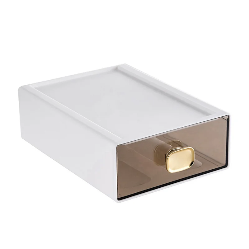 ABZZ-8015 Desktop Ins Multi-Stacked Storage Box Dormitory Desk Transparent Drawer Student Stationery Office Small Hand Book Dura