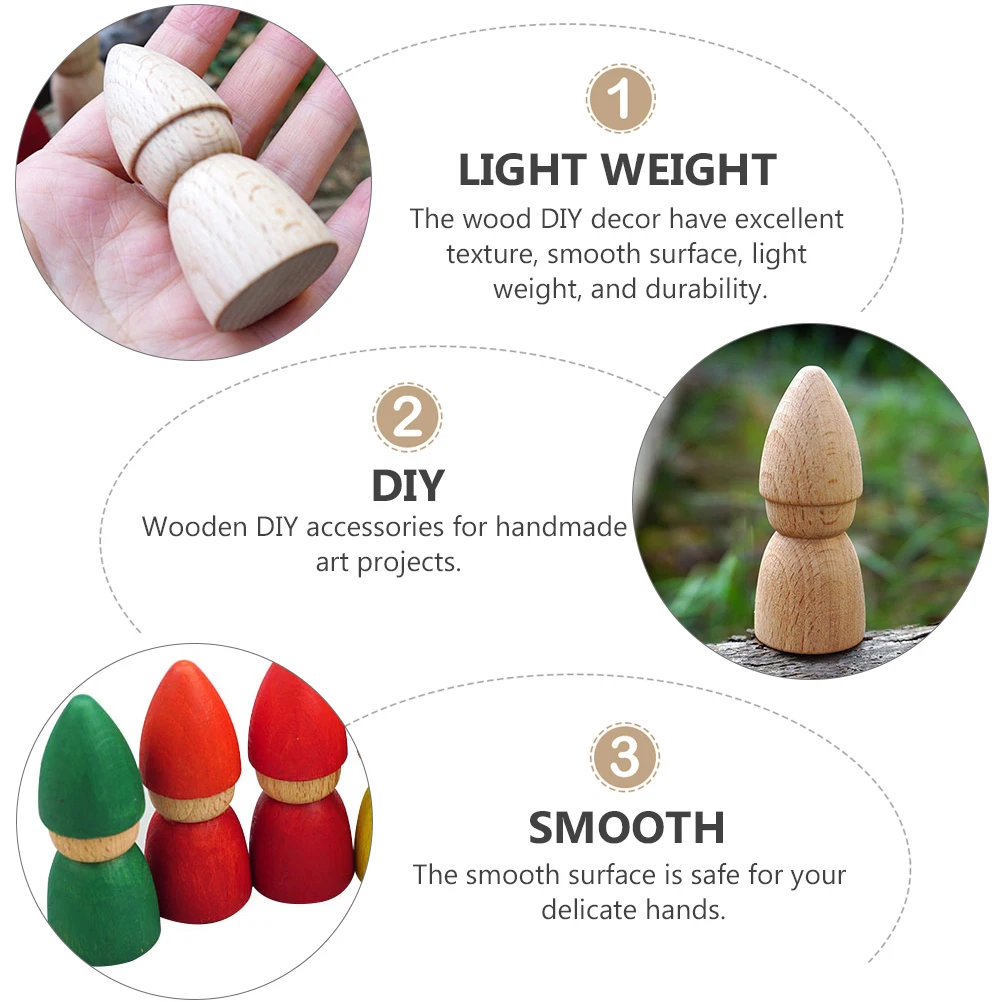 

6 pcs Hand-painted Wooden Peg Unfinished Human Body Shape DIY Kids Toys Creative Gifts Sewing Accessories