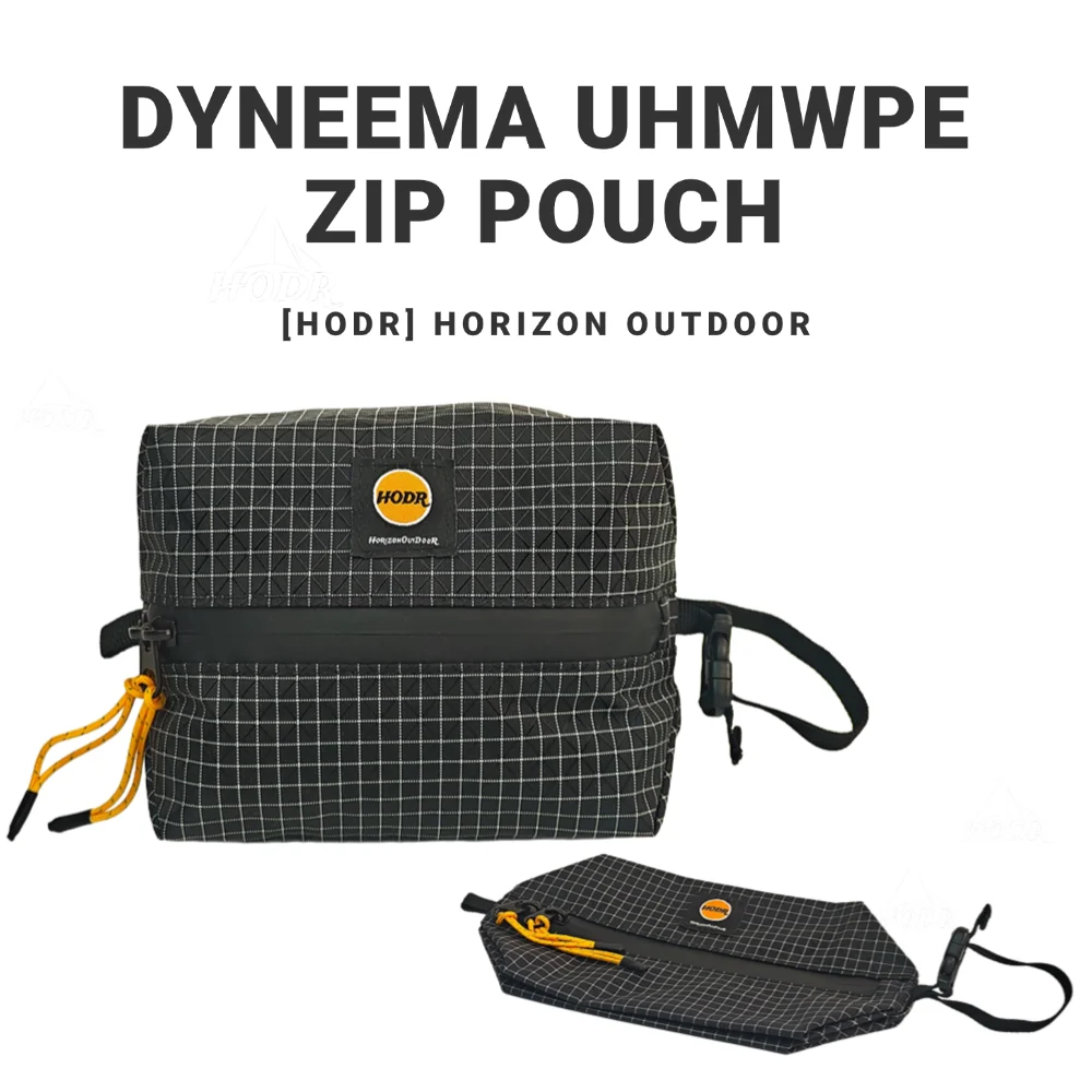 [HODR] Dyneema Pouch Black UHMWPE Bag Waterproof Zip Pack Stuff Sack Outdoor Camping Hiking Trekking for Electronics, Toiletry
