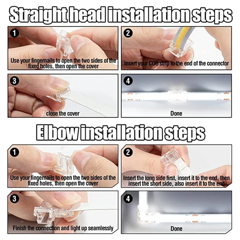 10PCS 2 Pin 8Mm Cob LED Connector Kit Replacement Parts For 8Mm Cob LED Strip Lights