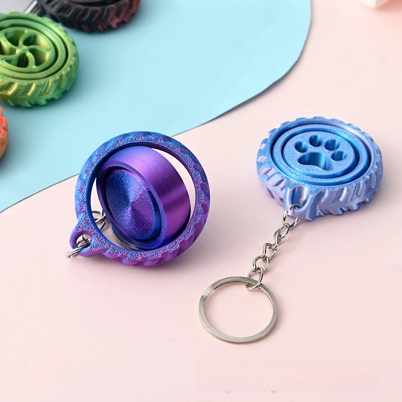 Rotating Gyro Keychain 3D Printing Decompression Toy Creative Car Key Pendant Bag Key Chain
