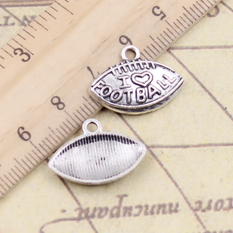 20pcs Charms I Love Football 21x15mm Tibetan Silver Color Pendants Antique Jewelry Making DIY Handmade Craft